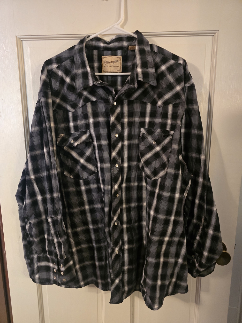 Wrangler Men's Black & Gray Pearl Snap-Front Western Shirt Jacket #234
